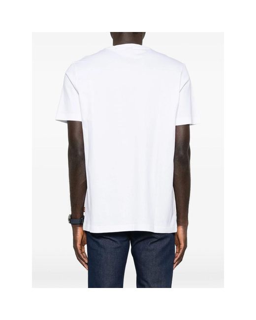 Boss White Graphic-Print T-Shirt for men