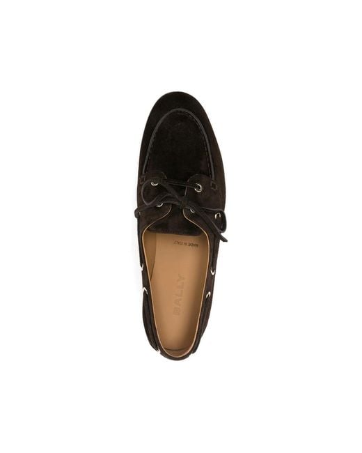 Bally Black Plume Lace-Up Suede Loafers