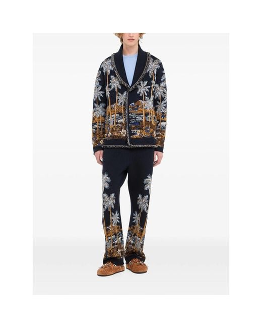 Alanui Blue Diamond Head Fringed Cardigan for men