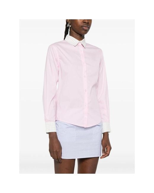 GIMAGUAS Pink Gingham-Trimmed Cotton Shirt