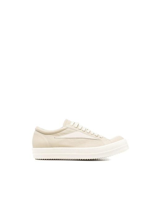 Rick Owens White Contrast Panel Sneakers for men
