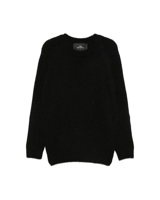 Mittens Women's Black Raglan-Sleeve Crew-Neck Sweater