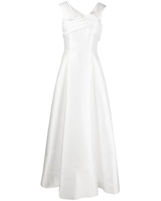 Alberta Ferretti White Off-Shoulder Satin Gown