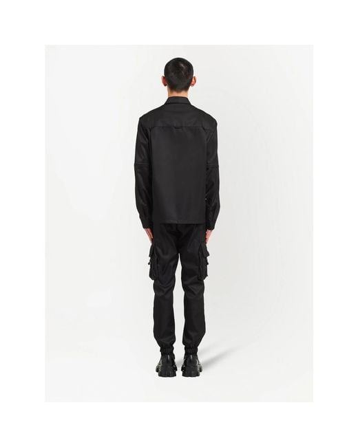 Prada Black Re-Nylon Triangle-Logo Shirt for men