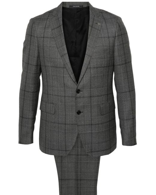 Tagliatore Gray Plaid-Check Pattern Suit for men