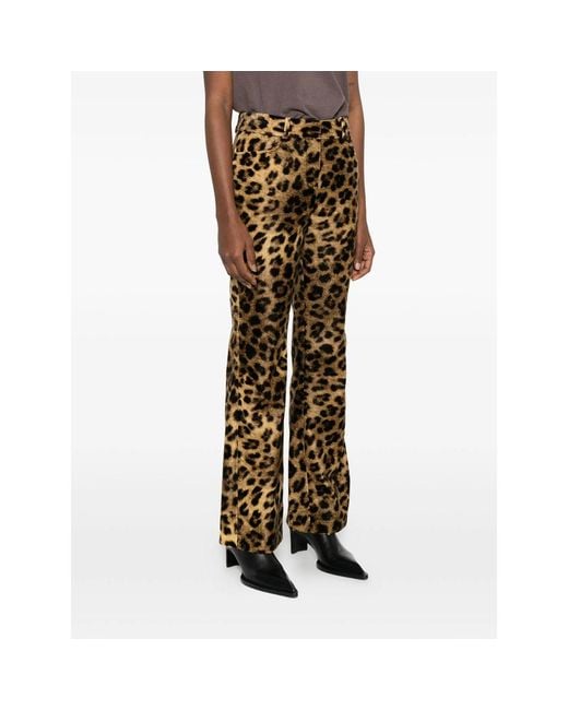 Ba&sh Natural Animal-Print Trousers