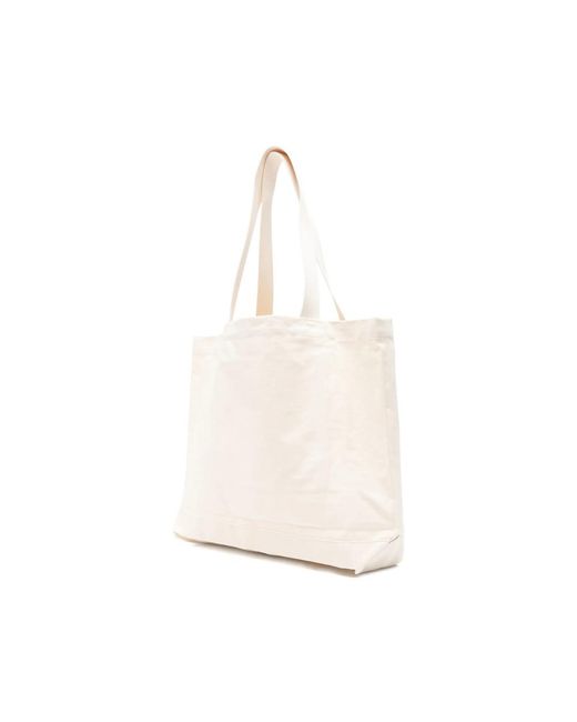 Maison Kitsuné White Tote Bag Cotton