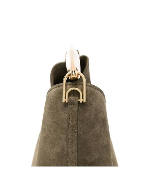 Elleme Green Boomerang Curved-Handle Suede Tote Bag
