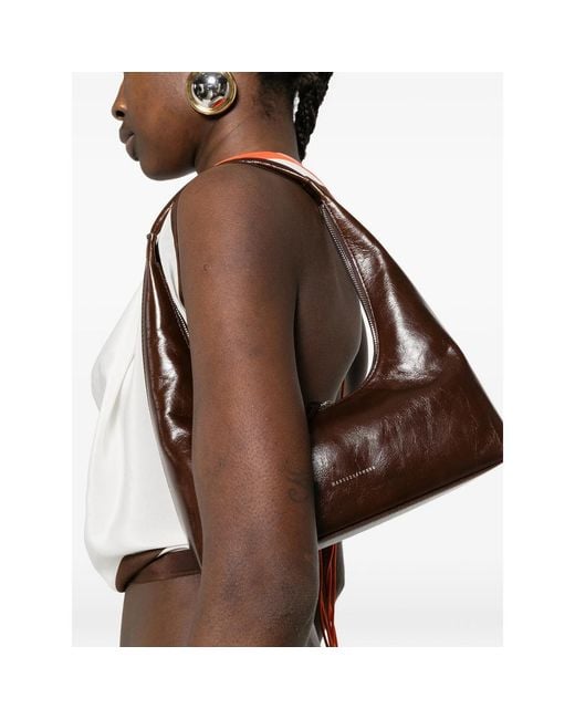 MARGE SHERWOOD Brown Crinkle Shoulder Bag