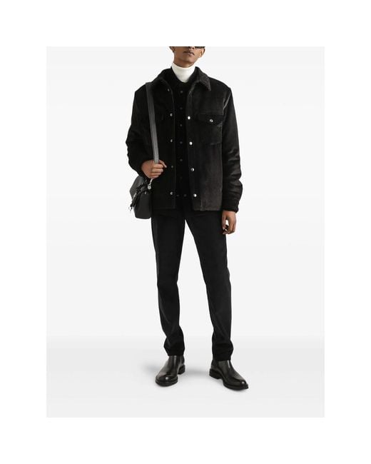 Dolce & Gabbana Black Corduroy Flap-Pocket Jacket for men