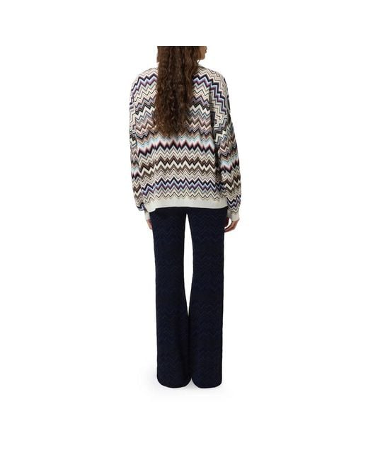 Missoni White Zigzag-Knit V-Neck Cardigan