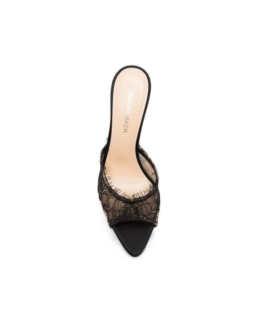 Mach & Mach Gray Devon Chantilly Lace Mules