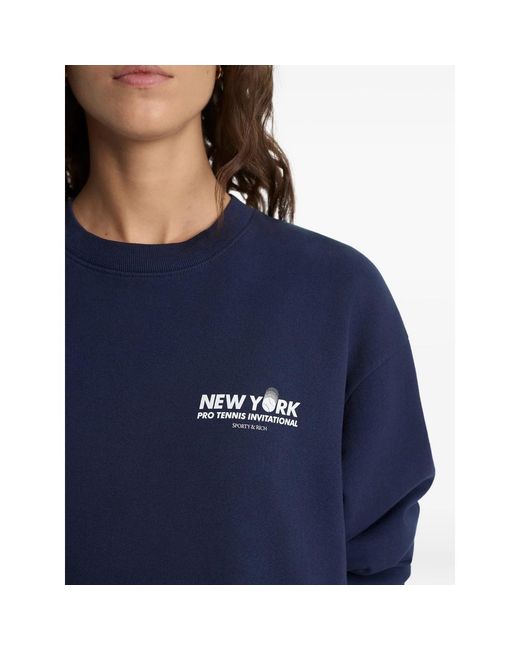 Sporty & Rich Blue Sweater Text Print