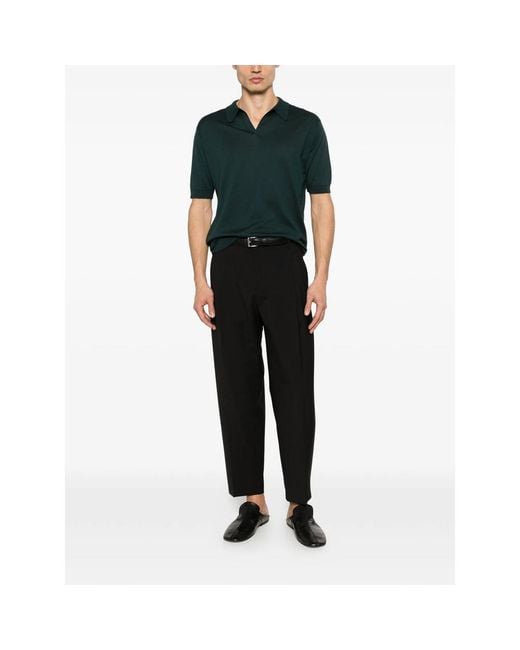 John Smedley Green Noah Polo-Collar T-Shirt for men
