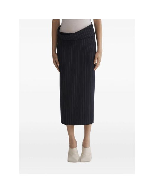 Mugler Black Pinstriped Split Skirt