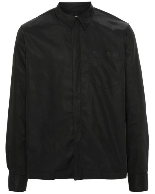 Dries Van Noten Black Gabardine Zipped Shirt for men
