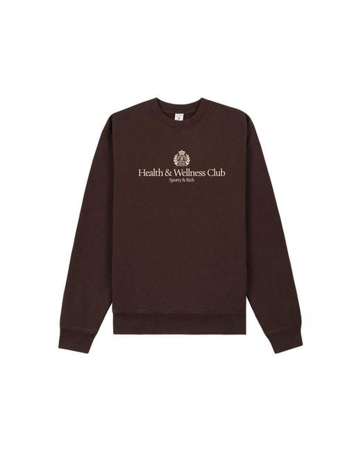 Sporty & Rich Brown H & W Crest Crew-Neck Logo Sweatshirt