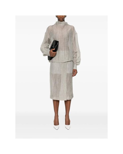 THE GARMENT Gray Delfi Button Wrap Midi Skirt