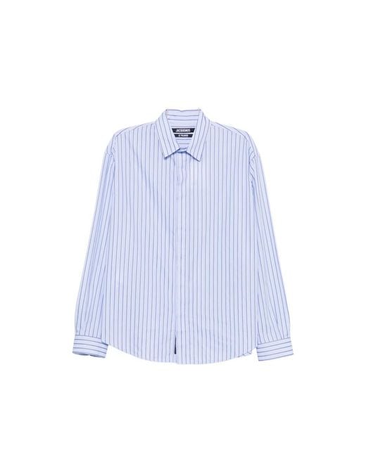 Jacquemus Blue Dog-Print Striped Shirt for men