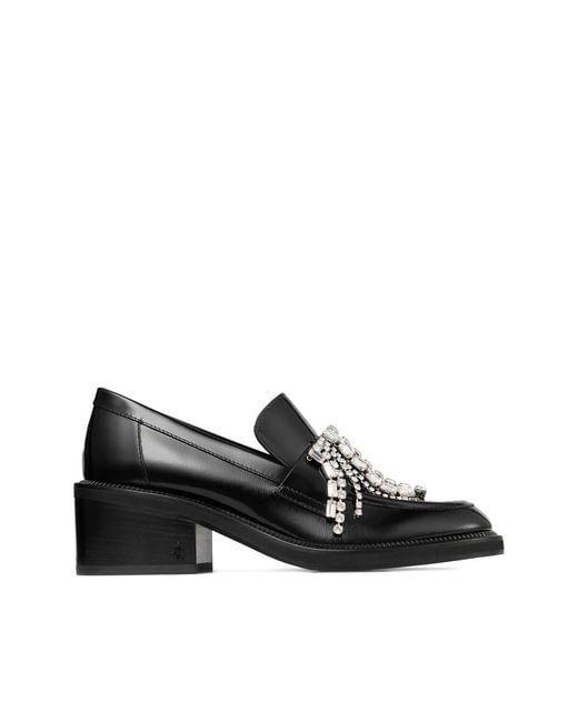 Jimmy Choo Black 50Mm Tylor Crystal-Embellished Loafer Pumps