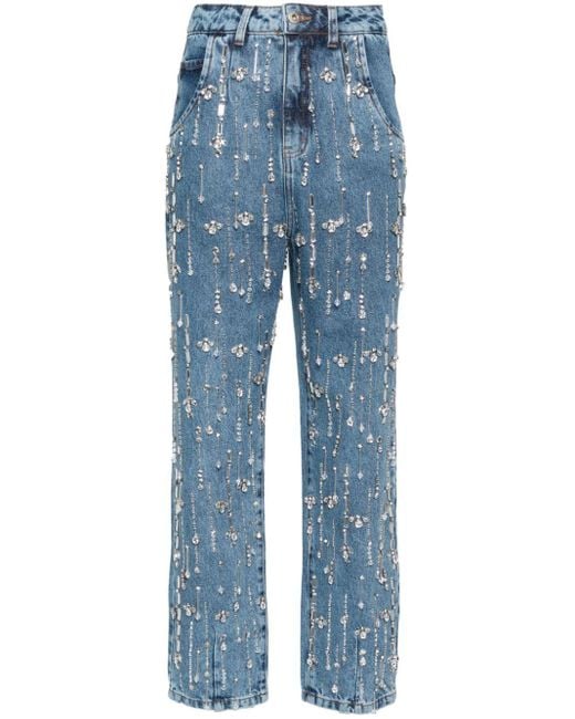 PATBO Blue The Rhinestone Straight-Leg Jeans