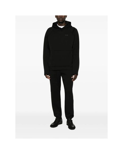 Calvin Klein Black Logo-Print Raglan-Sleeve Hoodie for men