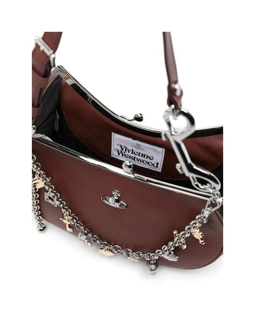 Vivienne Westwood Brown Charm-Embellished Tote Bag