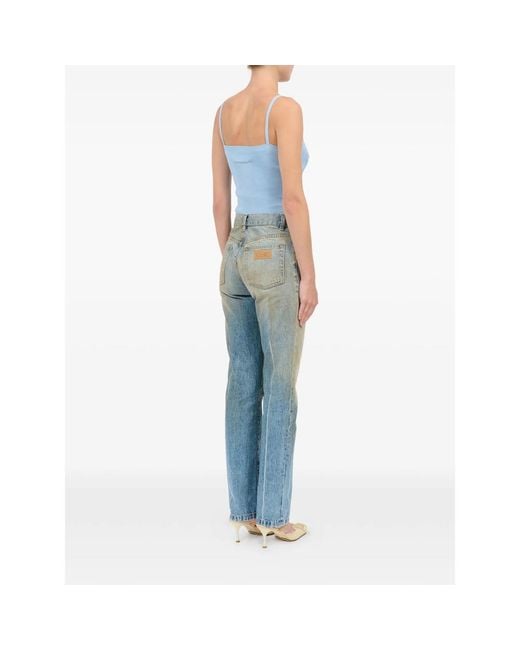 MM6 by Maison Margiela Blue Faded Flared Jeans