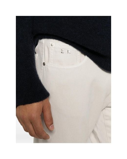 Tramarossa White Michelangelo Logo-Plaque Trousers for men