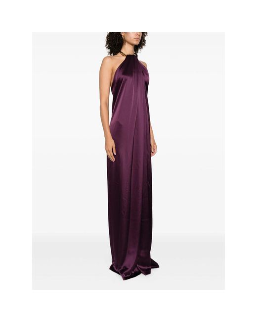 Stephane Rolland Purple Ring-Neck Maxi Dress