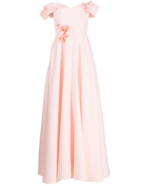Marchesa Pink Duchess Satin-finish Ball Gown