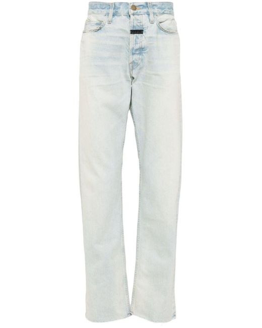 Fear Of God Blue Logo-Tag Mid-Rise Straight-Leg Jeans for men