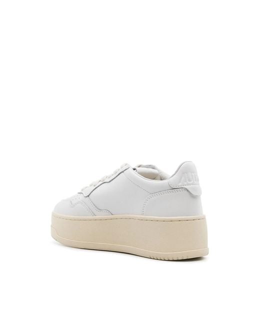 Autry White Medalist Platform Leather Sneakers