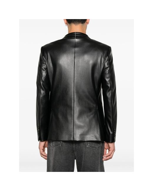 Reveres 1949 Black Single-Breasted Leather Jacket for men