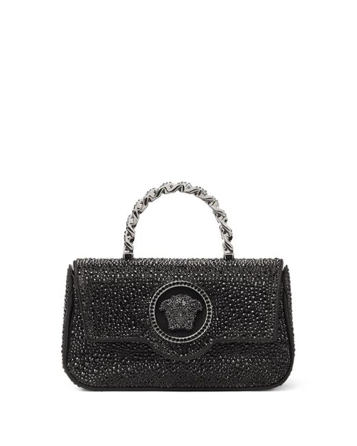 Versace Black La Medusa Crystal-Embellished Mini Bag