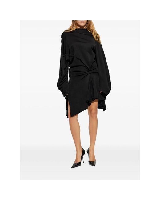 DIESEL Black Frayed-Edge Knotted Dress