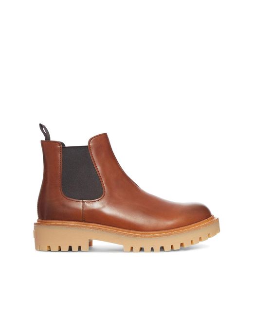 Prada Brown Smooth Calf Leather Ankle Boots for men