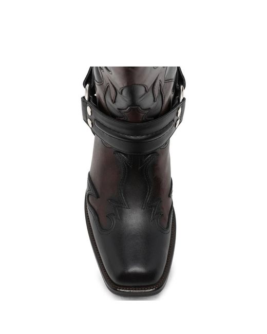 Versace Black Harness-Detail Embroidered Boots