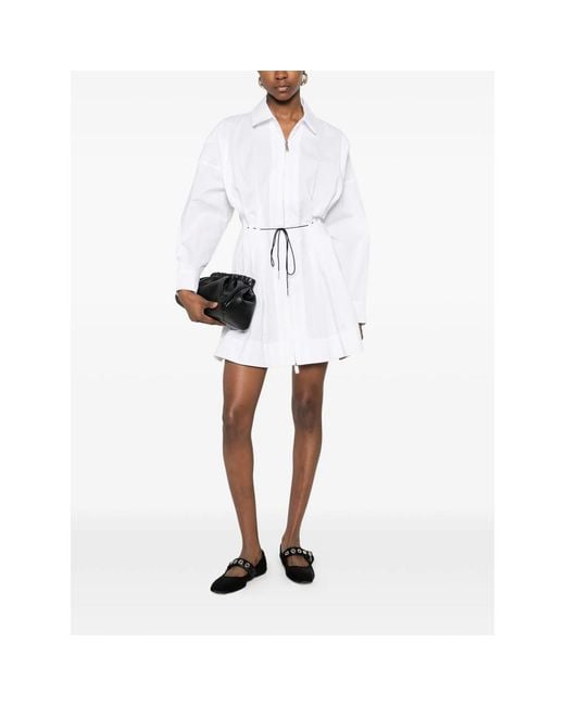 Staud White Zip Drawstring Mini Dress