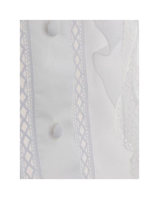 LES FILLES D'EVA White Ruffled Lace Blouse
