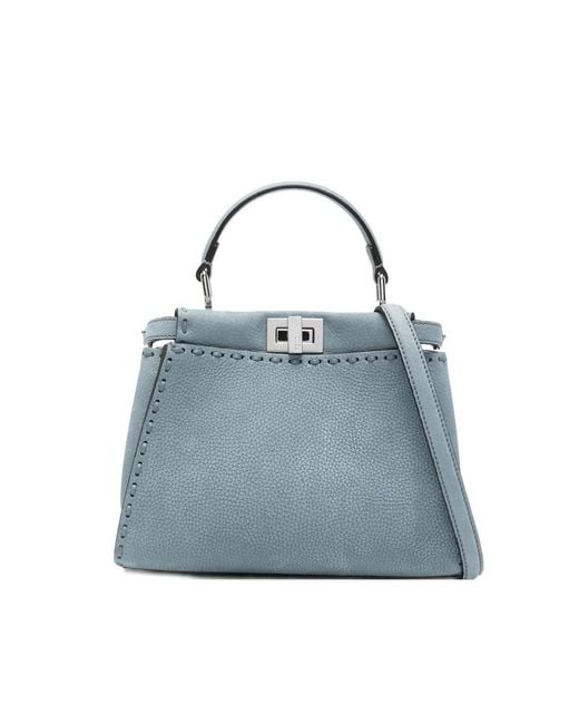 Fendi Blue Mini Peekaboo Tote Bag