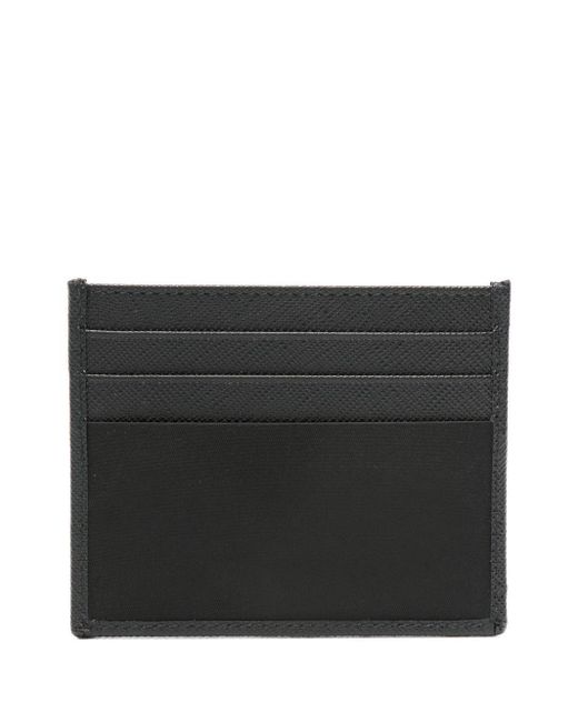 Prada Black Triangle-Logo Leather Wallet for men