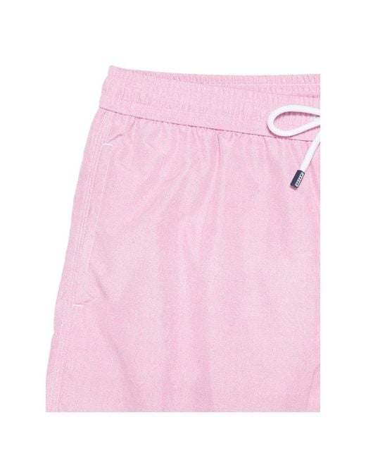 Fedeli Pink Drawstring Beach Shorts for men