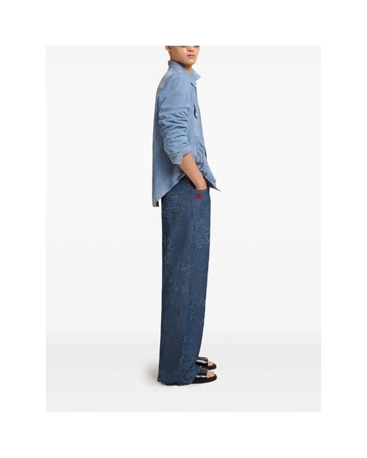 Marni Blue Cut-Out Flap-Pocket Shirt