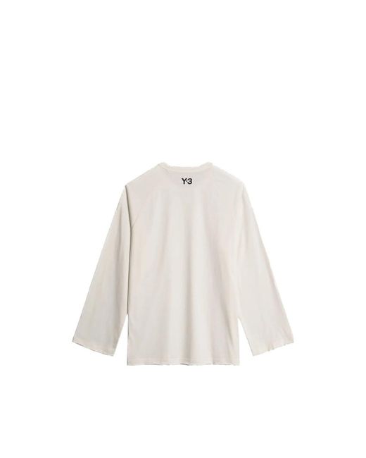 Y-3 White 3-Stripes Long-Sleeved T-Shirt for men