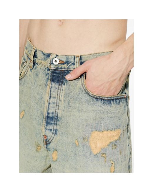 KENZO Natural Distressed Bleached-Effect Jeans for men