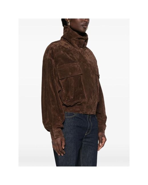 Saint Laurent Brown Zipa-Fastening Suede Jacket