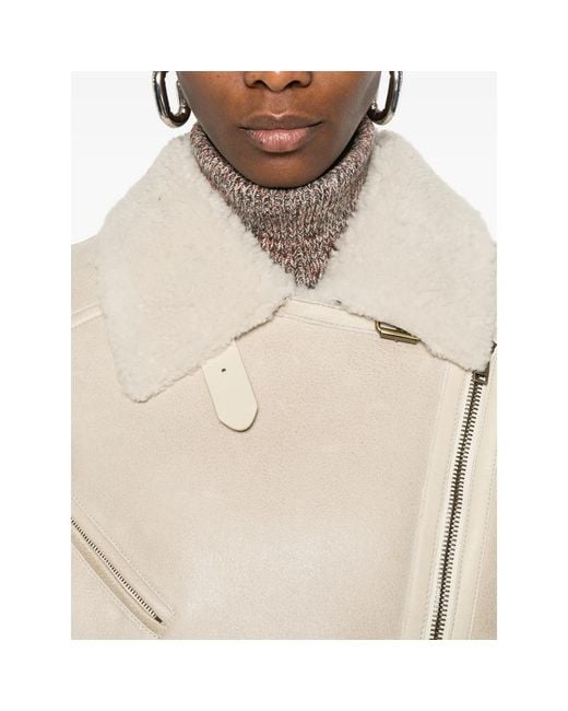 Isabel Marant Natural Adelina Shearling Zip Jacket
