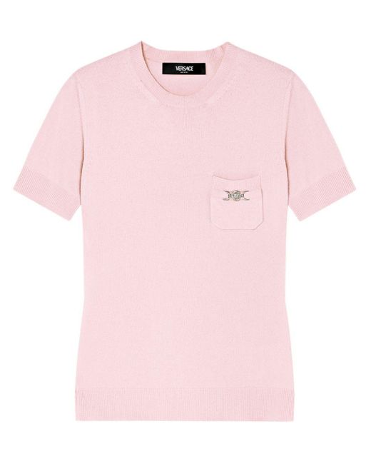Versace Pink Cashmere-Blend Knitted Top