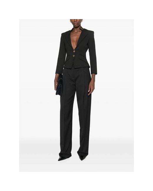 Elisabetta Franchi Black Double-Button Peaked-Lapel Blazer